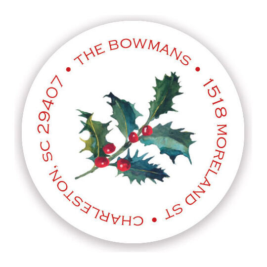 Holly Round Address Labels